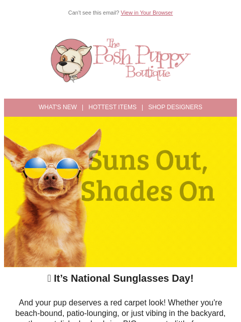 poshpuppyboutique newsletter: 🕶 Paws Up for National Sunglasses Day!