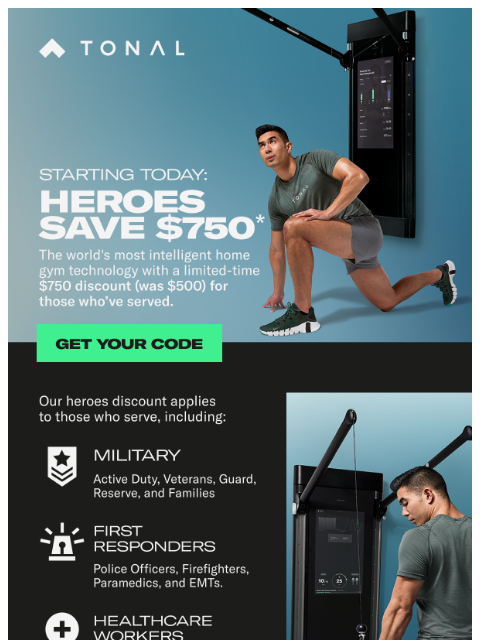 tonal newsletter: A workout system that progresses with you