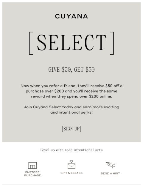 cuyana newsletter: Give $50, Get $50