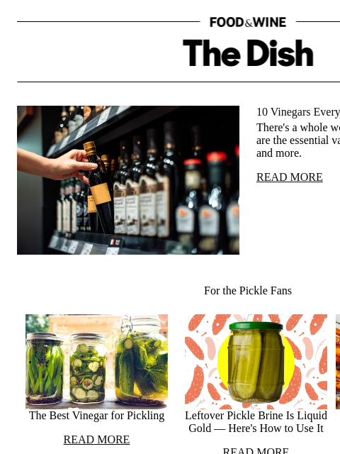 foodandwine newsletter: 10 Vinegars Every Cook Should Know