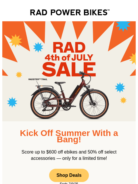 radpowerbikes newsletter: Rad's 4th of July Deals Are Live 🦅 Save Up to $60...