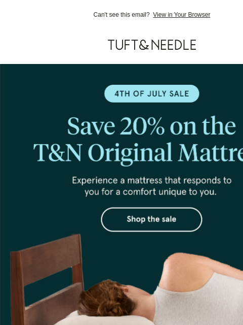 tuftandneedle newsletter: Save 20% on the T&N Original Mattress