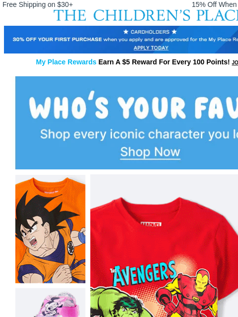 childrensplace newsletter: FOUND: Your Favorite Iconic Characters
