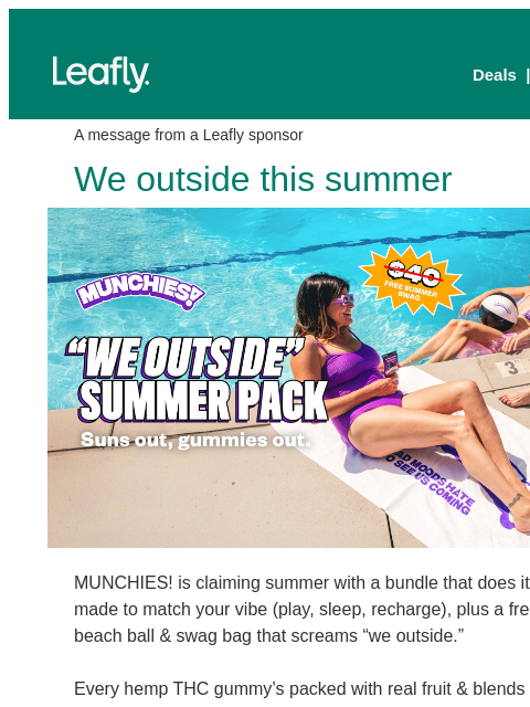 leafly newsletter: 40% off summer pack 🌴
