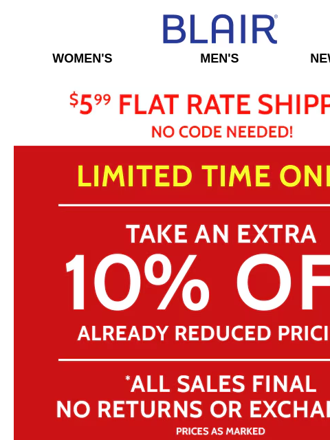 blair newsletter: Up to 85% Off + EXTRA 10% Off is BLAZING HOT!🔥