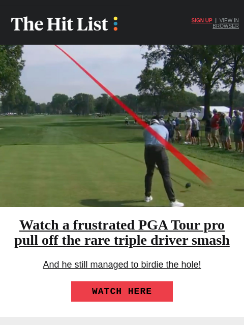 golfdigest newsletter: Watch a tour winner's triple driver smash