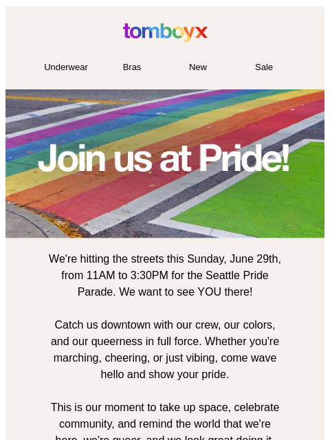 tomboyx newsletter: See us shine at Seattle Pride 🌈