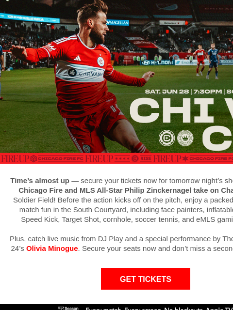 chicagofirefc newsletter: ⚽ Time’s Running Out — Fire vs. Charlotte FC Tomor...