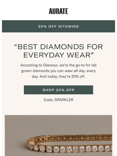 auratenewyork newsletter: 20% OFF DIAMONDS