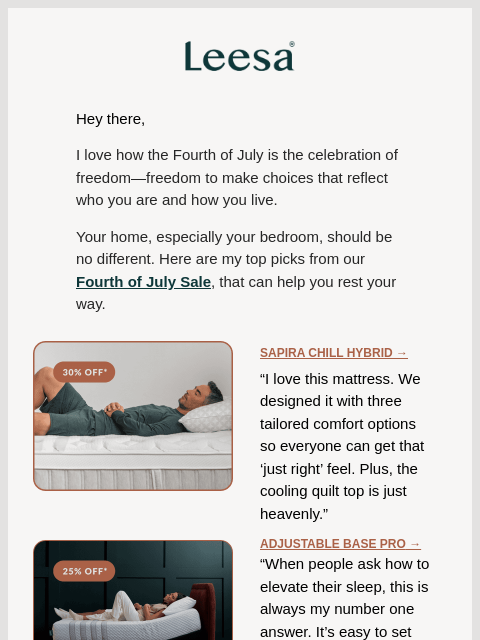 leesasleep newsletter: A note from Jen: My Fourth of July favorites