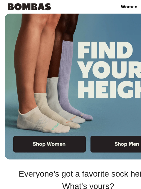 bombas newsletter: Height Matters: Find the Perfect Fit