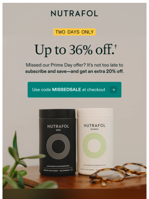 nutrafol newsletter: Missed our Prime Day offer? We’ve got you.