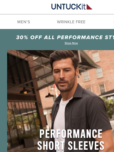 untuckit newsletter: Now $70: Performance Short-Sleeves