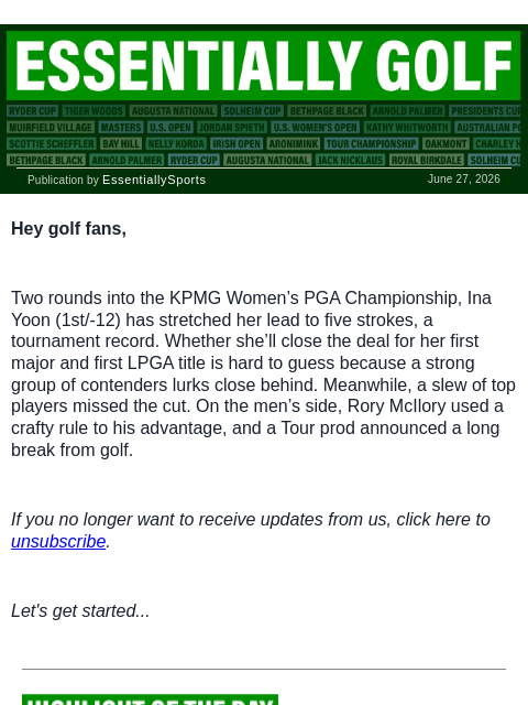 newsbreakexpress newsletter: Hull Misses Cut, McIlroy Saves Tour Card, & More