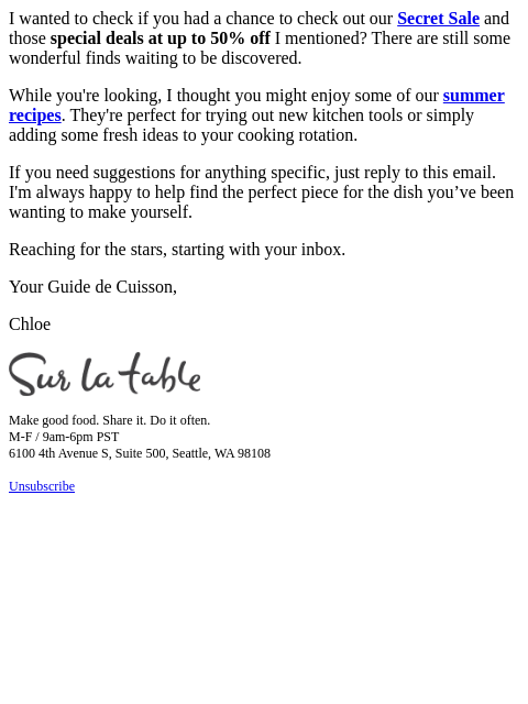surlatable newsletter: Did you discover anything special?