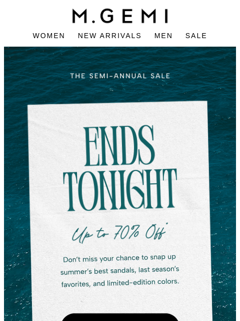 mgemi newsletter: Ends Tonight: The Semi-Annual Sale
