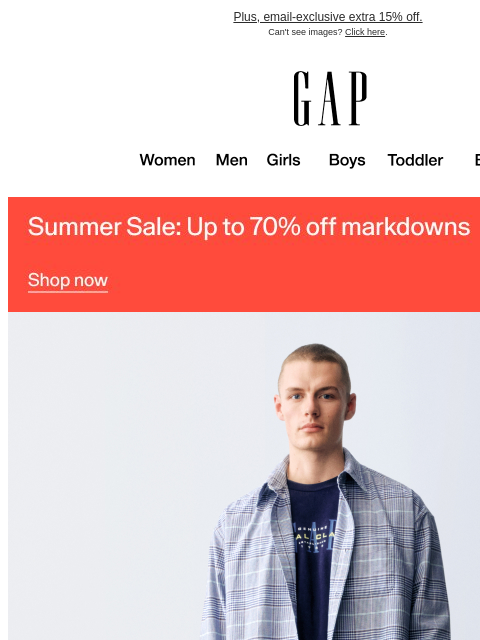 gap newsletter: You have up to 70% off markdowns