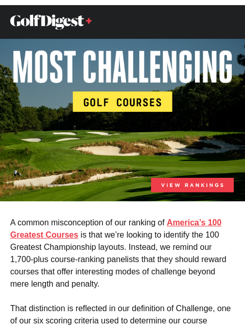 golfdigest newsletter: The most challenging courses in the U.S.