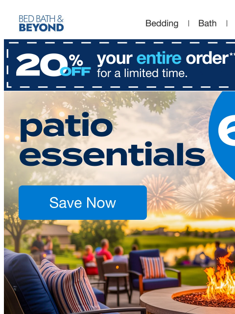 bedbathandbeyond newsletter: Up to 60% off 4th of July patio must-haves
