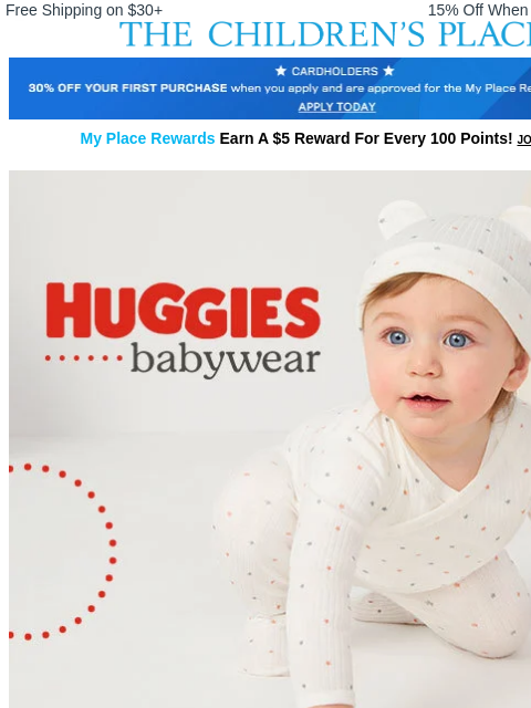 childrensplace newsletter: Snuggle Up to Huggies Babywear 🍼