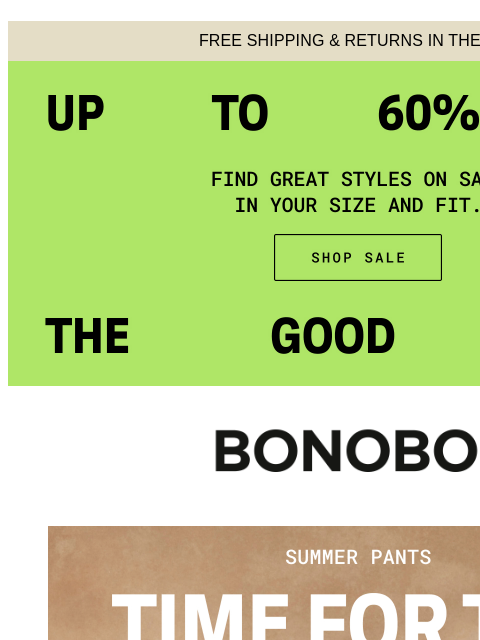 bonobos newsletter: Pants From Super Light to Just Right