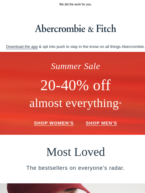 abercrombie newsletter: The Summer Sale goes well with best sellers.
