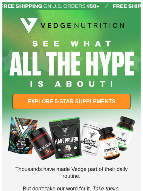 vedgenutrition newsletter: "Love every scoop of it!" ⭐⭐⭐⭐⭐