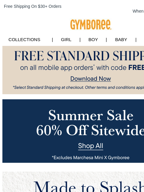 gymboree newsletter: 60% Off Swimwear Inspired by the Coast