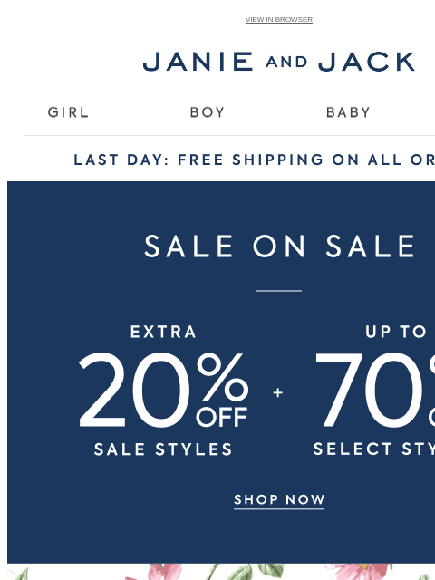 janieandjack newsletter: It's your last chance for free shipping