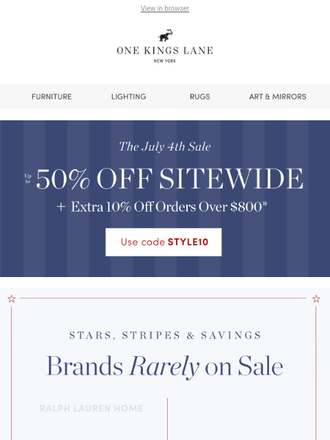 onekingslane newsletter: 🚨 RARELY ON SALE! Ralph Lauren, Hooker Furniture ...
