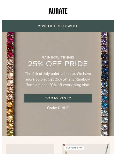 auratenewyork newsletter: 25% OFF RAINBOW TENNIS