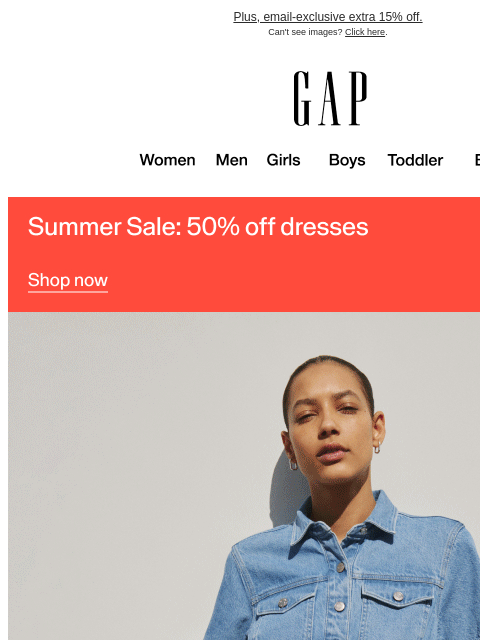 gap newsletter: Half off dresses for you — and up to 70% off markd...