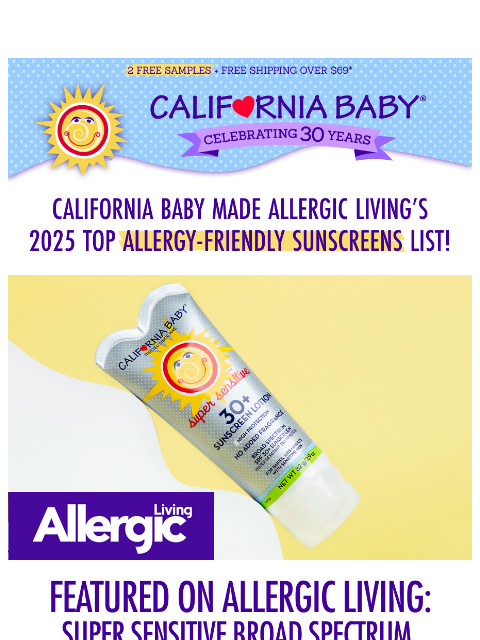 californiababy newsletter: ❤️ Featured In Best Allergy-Friendly Sunscreen Lis...