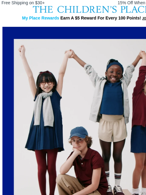 childrensplace newsletter: $4+ Uniform Shop is Open – Don't Miss Out!