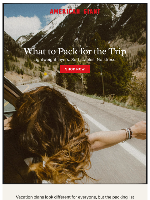 american-giant newsletter: Your Next Getaway Outfit