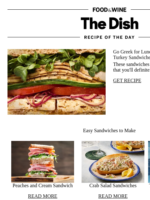 foodandwine newsletter: Marinated Feta Turkey Sandwich