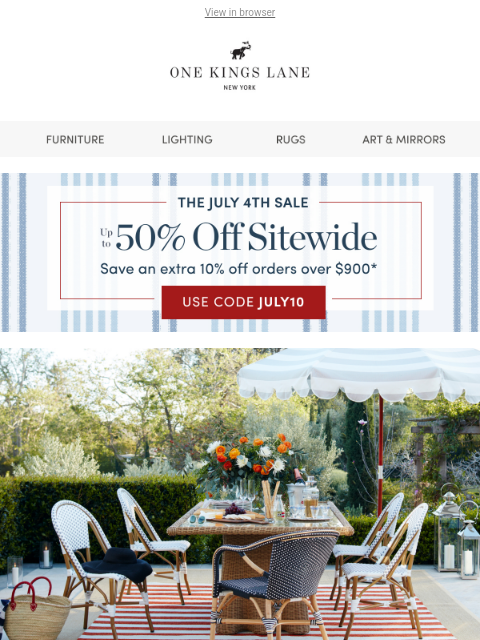 onekingslane newsletter: Ready for Summer? Outdoor Finds Up to 50% Off
