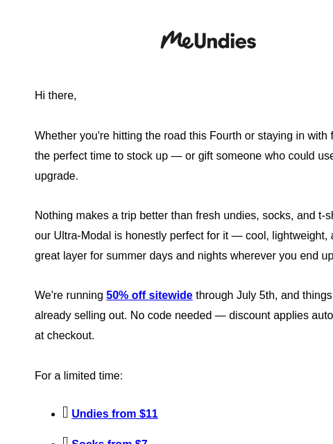 meundies newsletter: Annual HBD America Sale 50-70% off 🇺🇸
