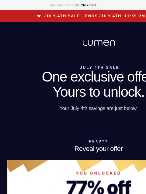 lumen newsletter: We hid your July 4th deal 🎆