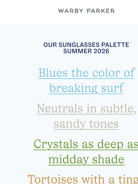 warbyparker newsletter: Choose your favorite shade
