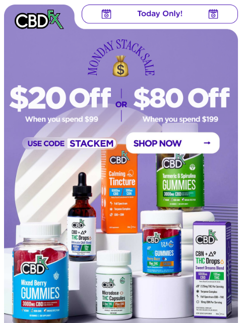 cbdfx newsletter: Stack & Save: Get Up to $80 Off