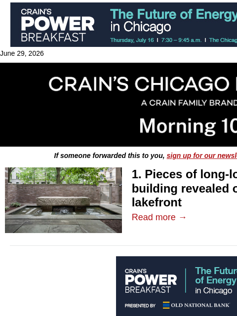 crainalerts newsletter: Lost Chicago architecture springs into view