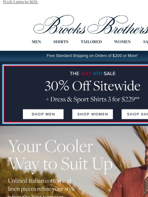 brooksbrothers newsletter: 30% off: suiting built for the heat