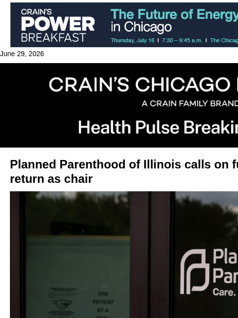crainalerts newsletter: PPIL taps new board chair