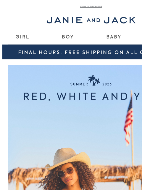 janieandjack newsletter: Final Hours: free shipping on all orders