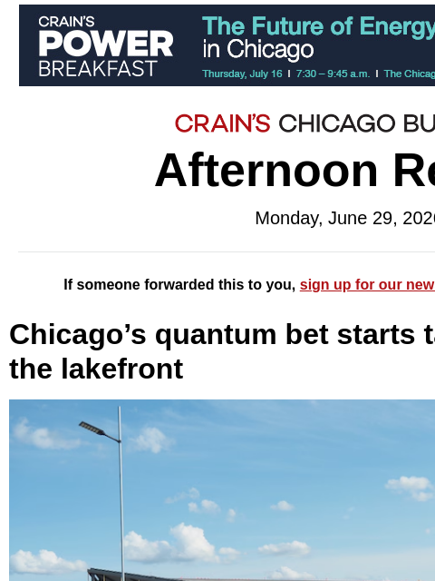 crainalerts newsletter: Chicago's quantum bet takes shape