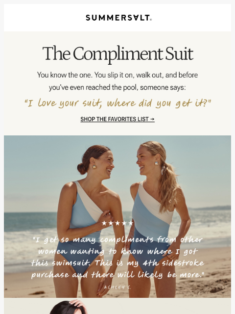 summersalt newsletter: The Suit Everyone Asks About