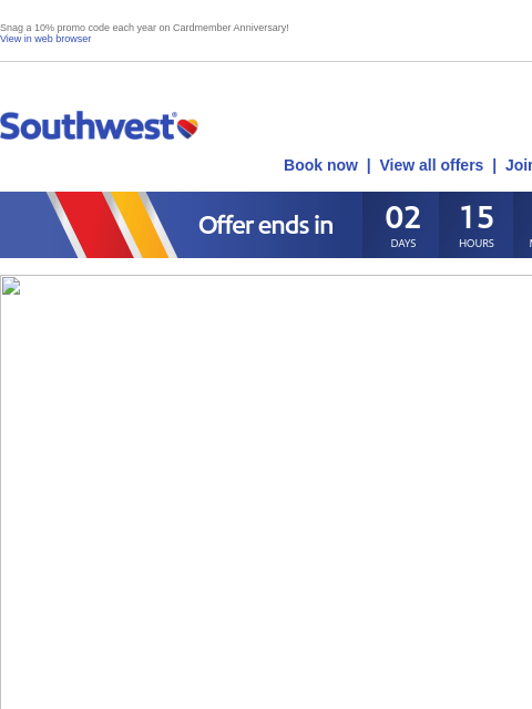 southwest newsletter: ⏲️Countdown's on! Earn 80,000 points!
