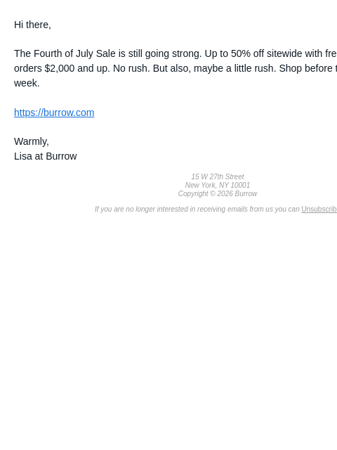 burrow newsletter: Still here. Still 50% off.