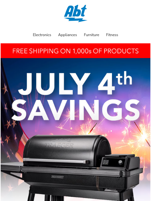 Save on a new grill before the holiday or receive up to $1000 rebate when you purchase select kitchen appliances, laundry and mattresses. Save now in-store and online. Abt-Logo Electronics Appliances